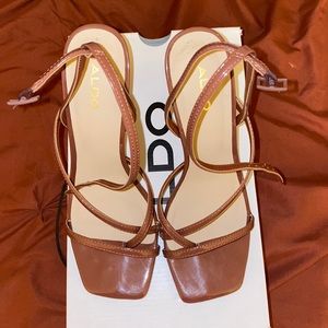 strappy brown Aldo heels